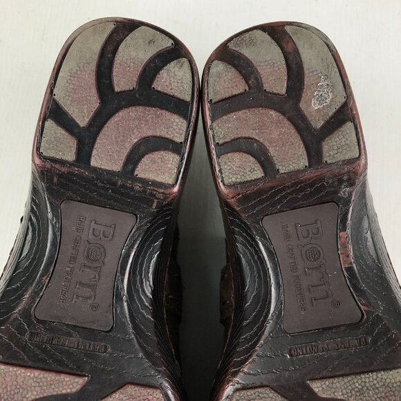 Born Women's Size 7 Brown Leather Suede Closed Toe Heeled Slip On Mules - Picture 10 of 13
